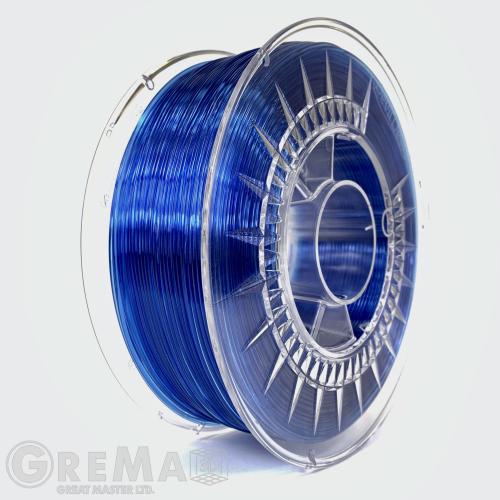 PET - G Devil Design  PET-G филамент 1.75 мм, 1 кг (2.0 lbs) - супер синьо прозрачно